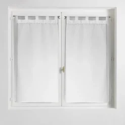 Vitrage poupette 2x60x160 blanc